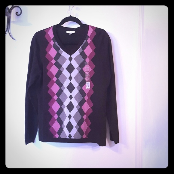 croft & barrow Sweaters - NWT Croft & Barrow large Black Argyle sweater.